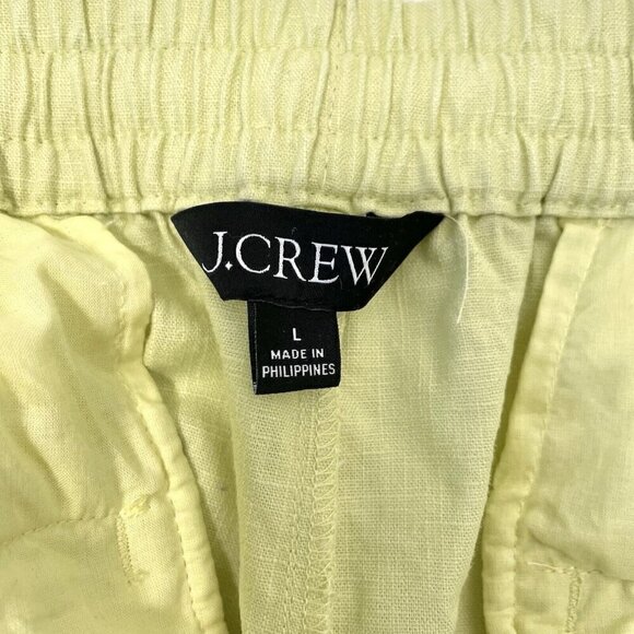 J. CREW Linen Blend Pull-On Lightweight Shorts Pockets Neon Yellow size Large - Picture 5 of 6